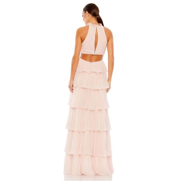Ieena for Mac Duggal Pink Tiered High Neck Gown W/ Cut Outs - Size 0 - NWT - Picture 3 of 7